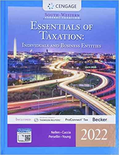 South-Western Federal Taxation 2022 Essentials Of Taxation Individuals And Business Entities Textbook Questions And Answers
